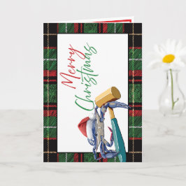 Anpassad julkort med blå krabba och slägga iklädd kort