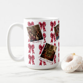 Anpassad julmugg med flera foton och röda band kaffemugg