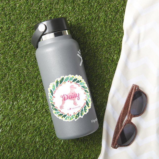 Anpassad julpastell rosa pudel dekal (HydroFlask Insitu)