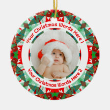 Anpassad julpresent med familjefoto i rött och grö