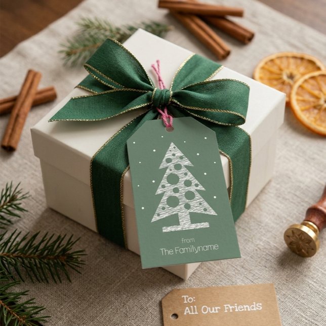 Anpassad julpresenttagg med abstrakt träd presentetikett (Skapare uppladdad)