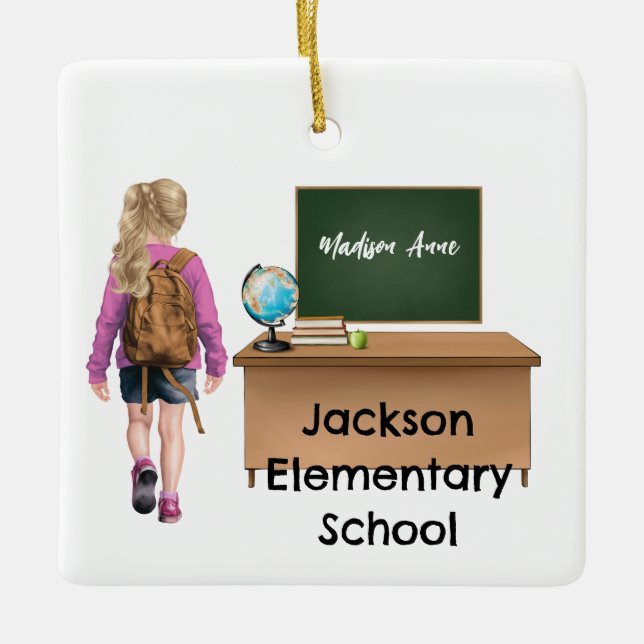 Anpassad julprydnad för flickor julgransprydnad keramik (Framsida)