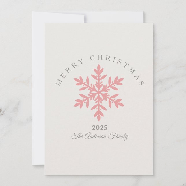 Anpassad julrosa snöflinga stilfull julkort (Framsida)