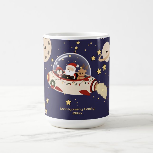 Anpassad jultomte rymdskepp jul kaffemugg (Center)