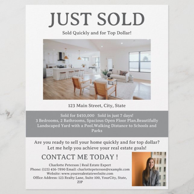 Anpassad Just Sold Reklamblad (Framsidan)
