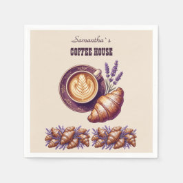 Anpassad kafémerch Vintage Croissant Med Lavendel Pappersservett