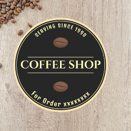 Anpassad kaffebar Svart Affärsetikett Runt Klistermärke