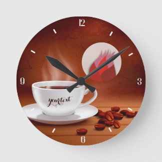 Anpassad kaffeklocka kaféväggkonst Personlig Rund Klocka