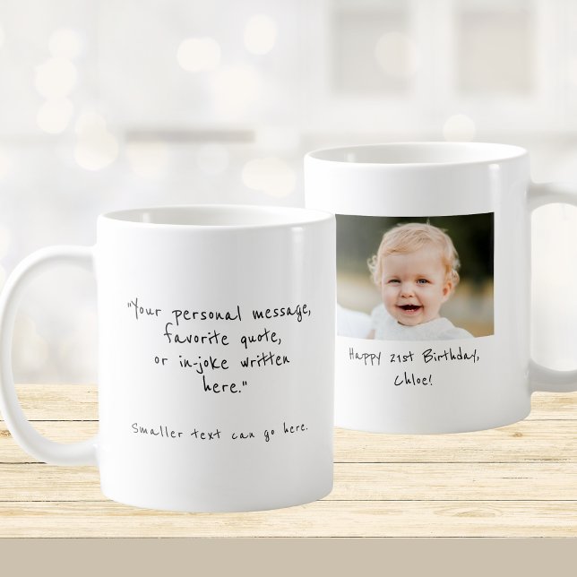 Anpassad kaffemugg för 21-årsdag med foto och medd (Skapare uppladdad)
