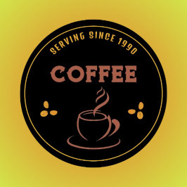 Anpassad kaffeshop Svart Företagsetikett Runt Klistermärke