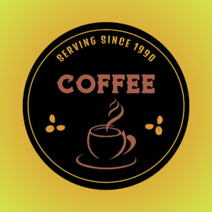 Anpassad kaffeshop Svart Företagsetikett Runt Klistermärke