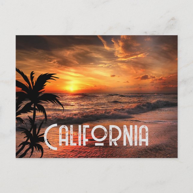 ANPASSAD KALIFORNIEN SOLNEDGÅNG STRAND NATUR SKÖNH VYKORT (Framsida)