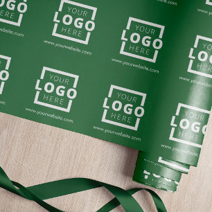 Anpassad Kampanj Företagets Logotyp Branded Grön Presentpapper