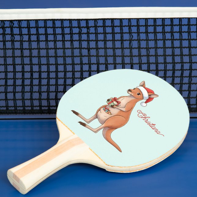 Anpassad känguru med tomteluva jul pingisracket (Insitu)