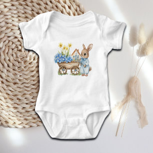 Anpassad kanin med blå blommor t shirt