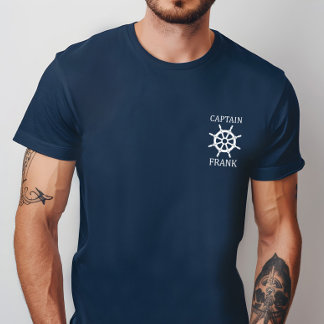 Anpassad kapten Shir med skeppshjul för båtägare T Shirt