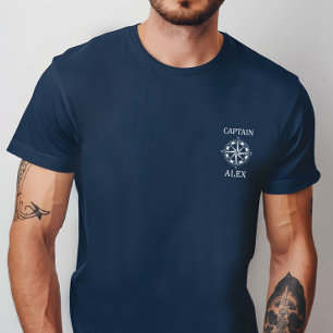 Anpassad kapten skjorta med nautisk kompass t shirt