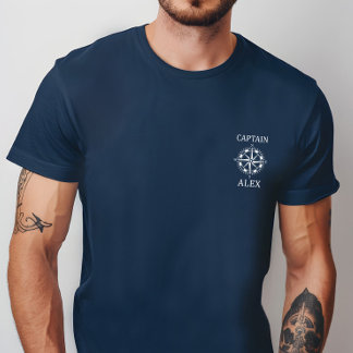 Anpassad kapten skjorta med nautisk kompass t shirt