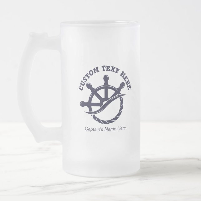 Anpassad kaptensbåt Nautisk present Frostat Ölglas (Vänster)