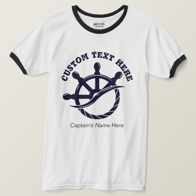 Anpassad kaptensbåt - nautisk present t shirt (Design framsida)