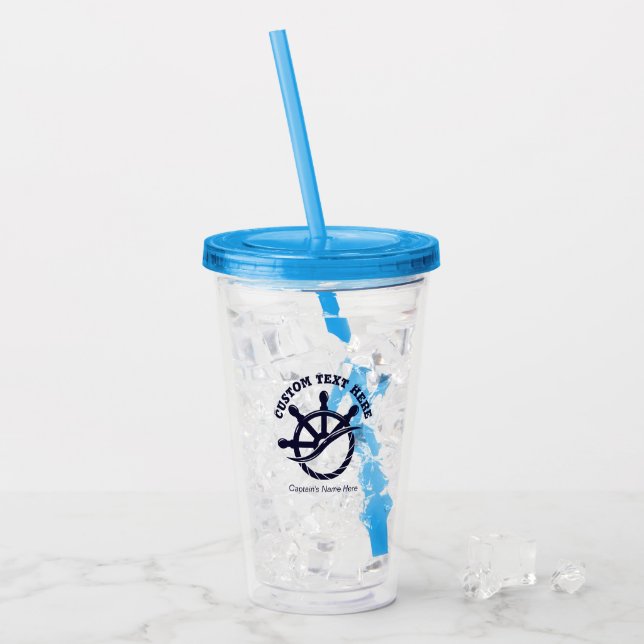 Anpassad kaptensbåt - nautisk present take away mugg (Framsida Ice)