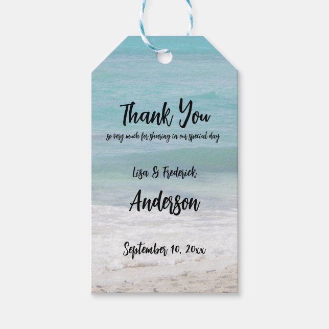 Anpassad karibisk strand Tack från par   Presentetikett (Framsidan)