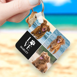 Anpassad kärlek Hundälskare Namn Foto Collage Husd Nyckelring