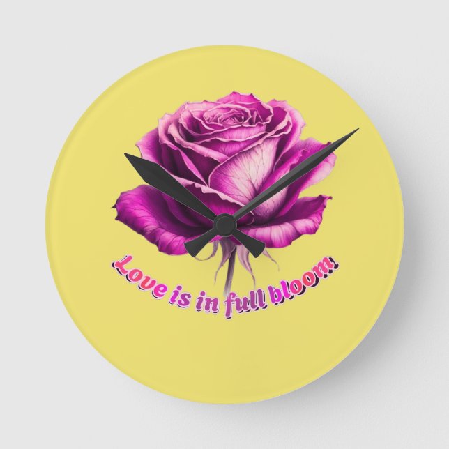 Anpassad kärlek i full blom Rose Valentine-present Rund Klocka (Framsida)