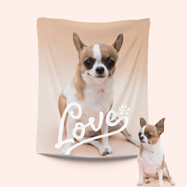 Anpassad kärlek tassavtryck hundälskare foto fleecefilt