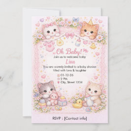 Anpassad Katt-inspirerad Baby Shower-inbjudan Inbjudningar