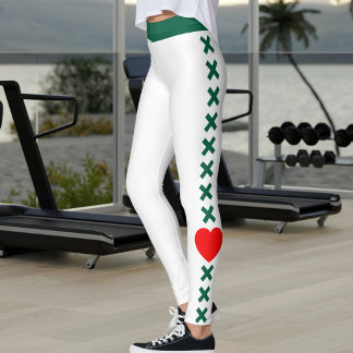 Anpassad Kattägare Kattmamma Vit Djupgrön Mönster  Leggings