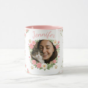 Anpassad kattfoto- och namnmugg Kattmamma-gåva Mugg