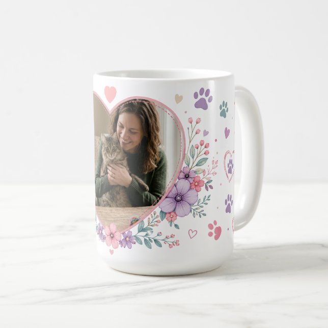 Anpassad Kattmamma Fotokopp Present Kaffemugg (Framsida höger)