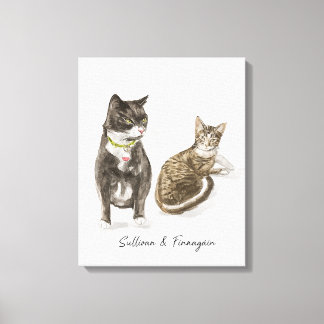 Anpassad kattporträtt akvarell canvastryck