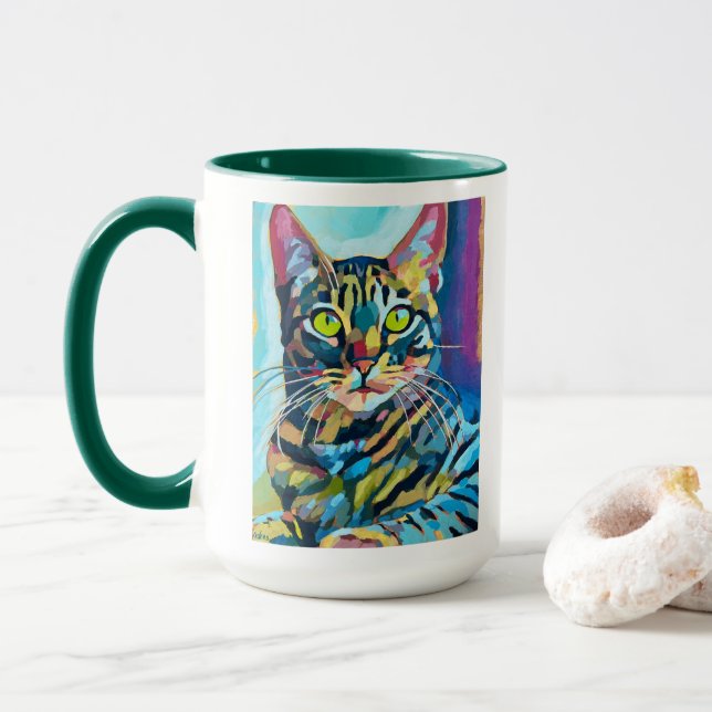 Anpassad kattporträttsmålning - Present till kattä Mugg (Med munk)