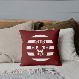 Anpassad Kattpote Vintage Solnedgång På Vit Och Rö Kudde