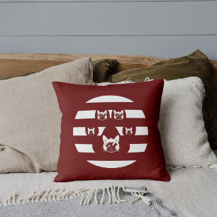 Anpassad Kattpote Vintage Solnedgång På Vit Och Rö Kudde