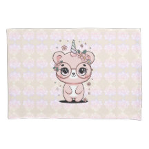 Anpassad Kawaii Enhörning Björn Ansikte Blommig Gl