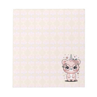 Anpassad Kawaii Enhörning Björn Ansikte Blommig Gl Anteckningsblock