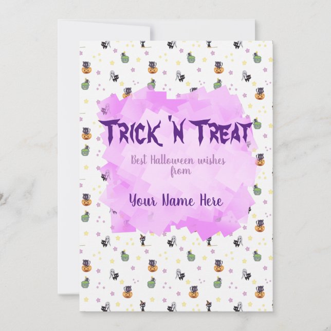 Anpassad Kawaii Klotter Halloween Mönster Julkort (Framsida)