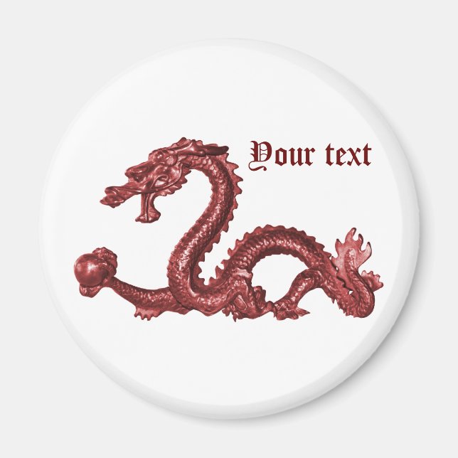 Anpassad kinesisk draknamn Fantasy Design Magnet (Framsidan)