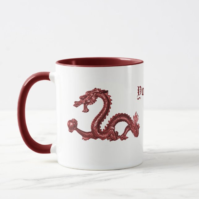Anpassad kinesisk draknamn Fantasy Design Mugg (Vänster)