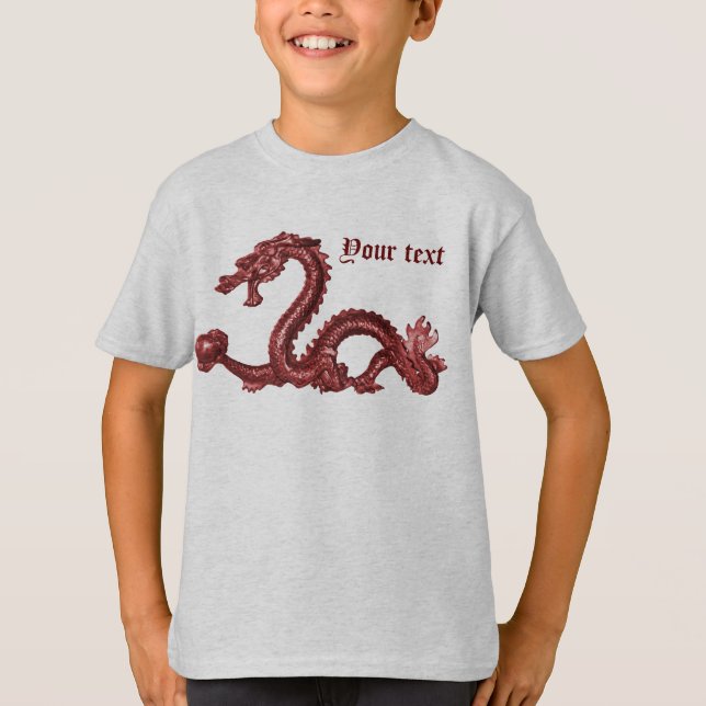 Anpassad kinesisk draknamn Fantasy Design T Shirt (Framsida)