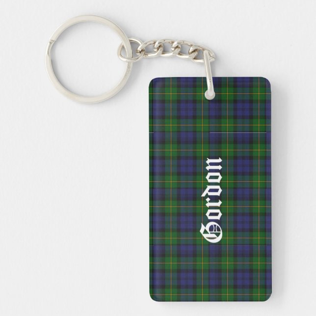 Anpassad klan Gordon Tartan-ruta Nyckelring (Framsidan)