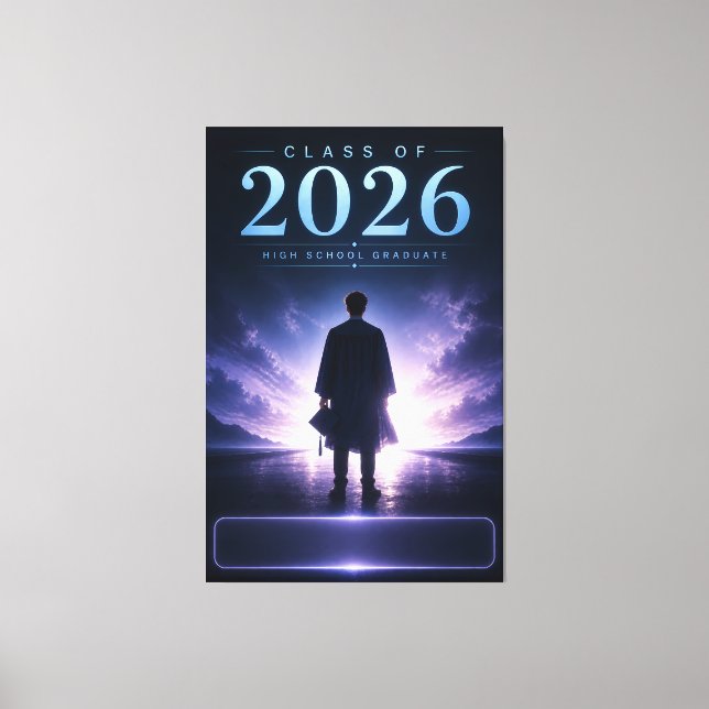 Anpassad Klass 2026 Examen Minnessak Canvastryck (Framsida)