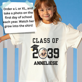 Anpassad Klass 2039 Väx Med Mig Första Skoldagen T Shirt