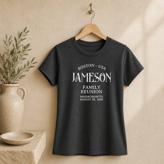 Anpassad Klassisk Båge Skript Familjeåterträff T Shirt (Custom Classic Arch Script Family Reunion T-Shirt)