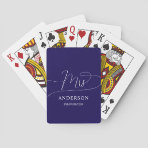Anpassad klassisk chic marinblå och vit Latte-mugg Casinokort