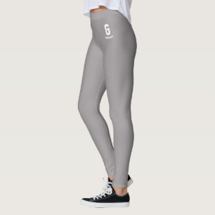 Anpassad Klassisk Heather Grå Söt Vit Monogram Leggings