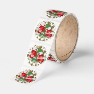 Anpassad Klassisk Julgrön Holländska Röda Bär Runt Klistermärke